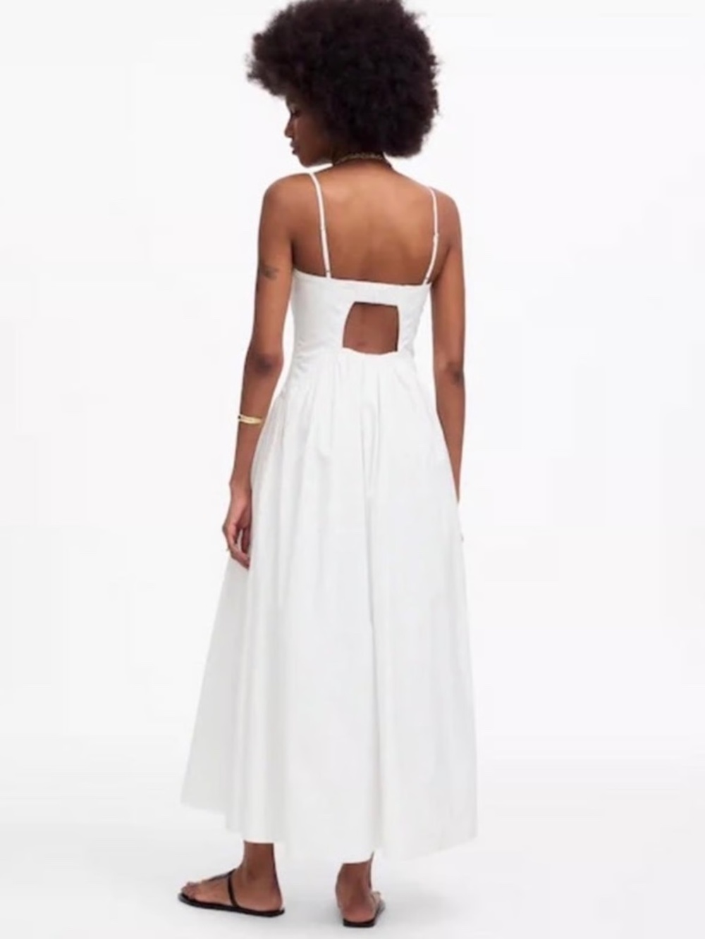 Madewell Poplin Seamed Midi Dress 100% Cotton White Sz 2 Sleeveless $158 - Picture 2 of 12